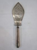 George III silver fish slice by Peter & Anne Bateman, London 1792, the shaped blade with bright