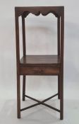 Late 19th/early 20th century mahogany washstand, the square top with recesses for washbowls, shelved
