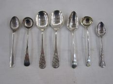 Pair of 1940's silver teaspoons with pierced scroll handles, Sheffield 1949, maker DNH&S, 1.4ozt,