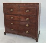 George III mahogany secretaire chest, the pull-out secretaire drawer with fitted interior, shell