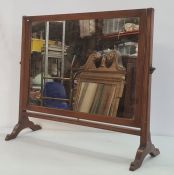 19th century mahogany dressing table swing mirror with rectangular plate, on end supports