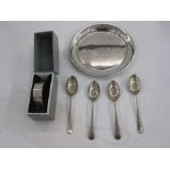 20th century Walker & Hall silver circular small waiter, Birmingham, 3.2ozt, 13.7cm diameter, a