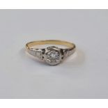 Gold solitaire diamond ring, the diamond in rubover setting, approx 0.3ct