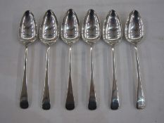 Set of six George III silver tablespoons, Old English pattern, Dublin 1806, maker Samuel Neville,