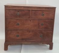 19th century mahogany chest of two short over two long drawers, to bracket feet, the rectangular top