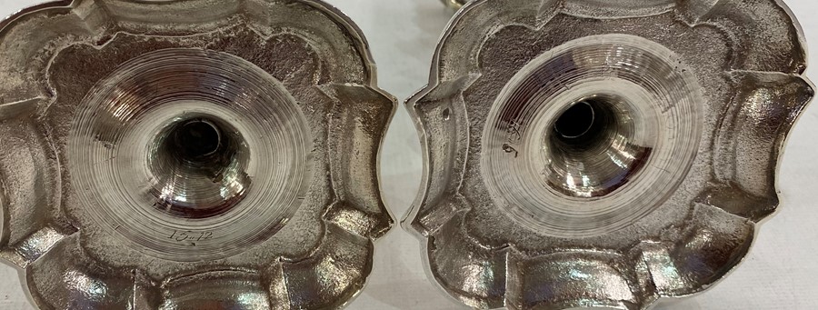 Pair of George II silver candlesticks, probably Irish by Charles Leslie of Dublin (maker's mark - Image 4 of 4