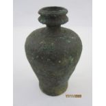 Antique bronze vase of baluster form in archaeological find condition, 10cm high