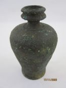 Antique bronze vase of baluster form in archaeological find condition, 10cm high