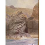 A Mitchell (20th century school) Watercolour  Coastal scene with cliff edge and rocks, signed