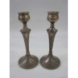 A pair 1960s silver mounted candlesticks, tapering column on circular bases, Birmingham 1963,