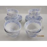 Late Georgian porcelain set of eight cups and saucers, London shape and transfer printed in