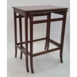20th century mahogany nest of two tables, the rectangular tops with boxwood stringing and moulded