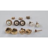 Various gold and pearl earrings