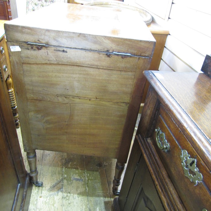 19th century mahogany folding washstand/dressing table, the rectangular top opening to reveal - Image 8 of 10