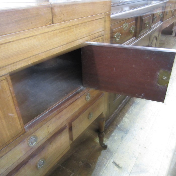 19th century mahogany folding washstand/dressing table, the rectangular top opening to reveal - Image 4 of 10