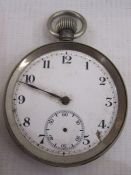 Open faced pocket watch with enamel dial with subsidiary seconds dial (missing hands and damage to