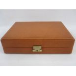 Leather watch box by Underwood of London, the fitted interior for ten watches and in green card