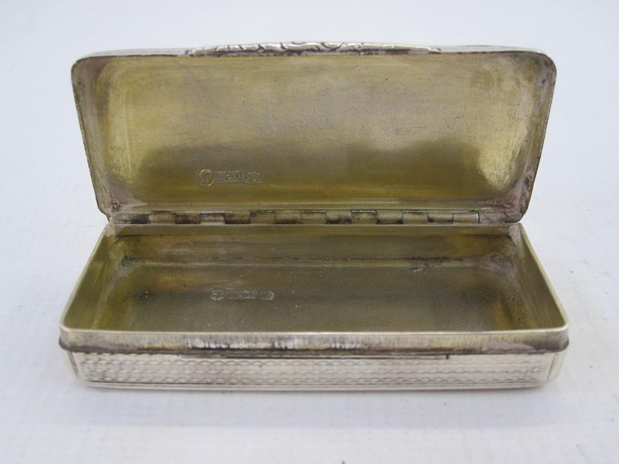 Victorian silver snuff box by Nathaniel Mills, rectangular and engine-turned with chased edge, - Image 2 of 11