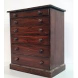 19th century stained pine collector's chest of six drawers, to plinth base, 38cm x 46cm
