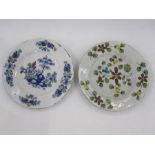 English delft plate, Bristol circa 1750, floral decorated, gallery label to reverse, 23cm diameter