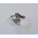 18ct white gold and diamond solitaire ring in twist setting, the single diamond approx. .25 in