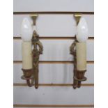 Two single branch wall lights in painted metal