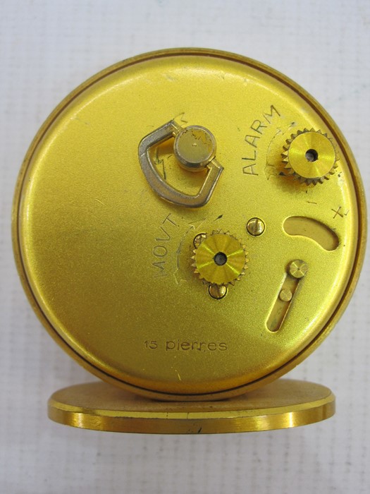 Jaeger 8-day travelling alarm clock, the circular dial with numerals and baton markers, hand - Image 2 of 6