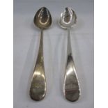 Pair of George III silver Old English pattern serving spoons by Peter, Anne & William Bateman,