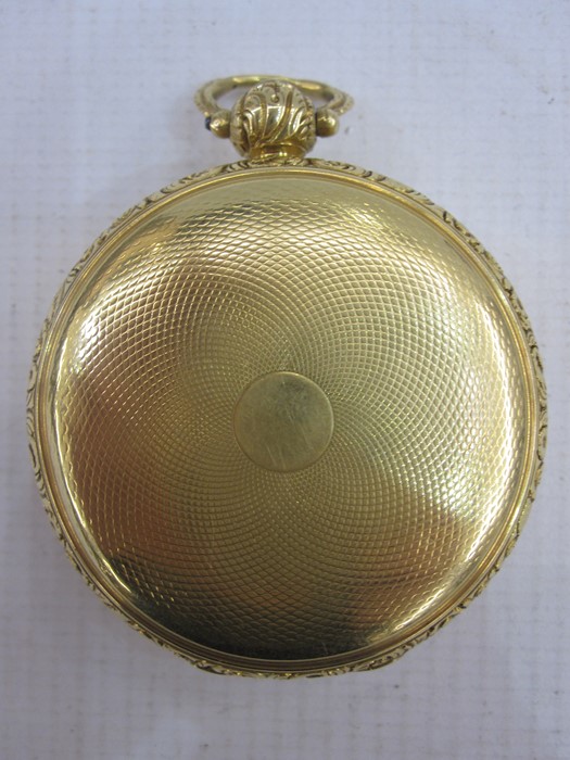 George IV 18ct gold open faced pocket watch, the engine turned dial with roman numerals within a - Image 2 of 4