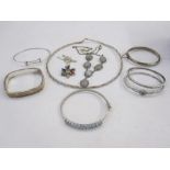 Large quantity of silver stone set dress rings, pendants and other items