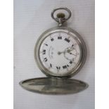 800 standard silver full hunter pocket watch the enamel dial inscribed Chronometre PWC, with roman