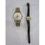 Lady's Omega Ladymatic strap watch, the circular dial with gilt batons and date aperture on
