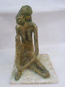 Bill Young (1929-2012) gilt painted plaster maquette of a seated female nude, on wooden base, 54cm