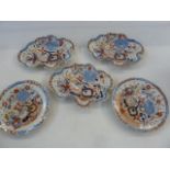 Three 19th century Masons ironstone dishes and two plates (5)