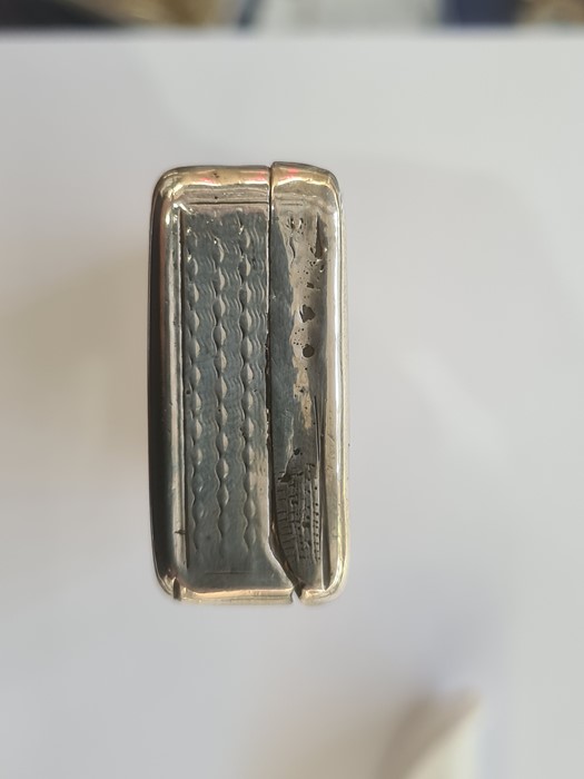 Victorian silver snuff box by Nathaniel Mills, rectangular and engine-turned with chased edge, - Image 8 of 11