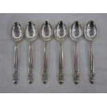 Set of six Danish acorn pattern silver teaspoons by Georg Jensen, with import marks for London 1959,