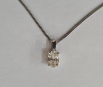 9ct gold fine gold chain with white metal and white stone pendant, possibly cubic zirconia