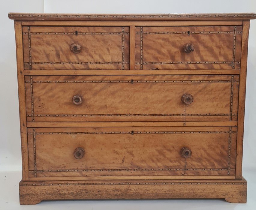 Late 19th/early 20th century walnut chest of two short over two long drawers, to bracket feet,