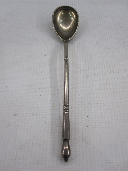 Russian silver spoon, 84 standard assay office KO and with stamped retailer's name, the stem with