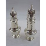 Pair of Edwardian silver casters by C S Harris & Sons Ltd, London 1905, of baluster form, 3.8toz