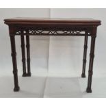 19th century Chippendale style card table, the rectangular flame mahogany and marquetry inlaid top