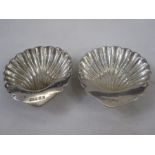 A pair of 1950s silver trinket dishes, scallop shaped, Birmingham 1956, makers William Suckling Ltd,
