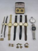 Systema Incabloc gentleman's strap watch in gilt metal case, a Legend gentleman's strap watch with