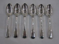 Matched set of six Victorian silver tablespoons, Old English pattern with reeded edges, London 1859,