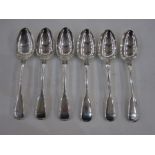 Matched set of six Victorian silver tablespoons, Old English pattern with reeded edges, London 1859,