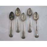 Set of five Victorian teaspoons, King's pattern, Edinburgh 1877, maker William Marshall, 3.5ozt (5)