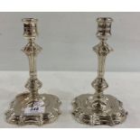 Pair of George II silver candlesticks, probably Irish by Charles Leslie of Dublin (maker's mark