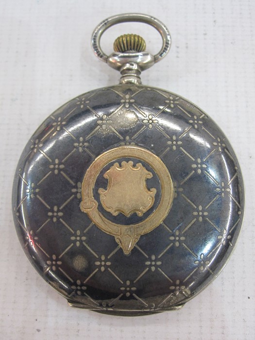 800 standard silver full hunter pocket watch the enamel dial inscribed Chronometre PWC, with roman - Image 2 of 3