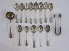 Set of three Victorian silver teaspoons, Old English pattern, engraved to handle 'First Surrey Rifle