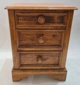 Modern stained oak bedside chest of drawers